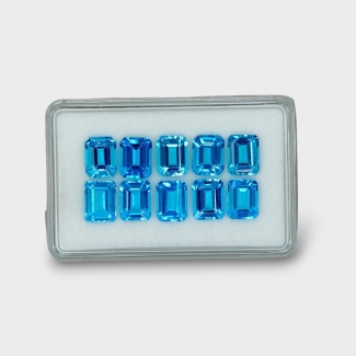 30.19 Cts. Swiss Blue Topaz 9x7mm Step Cut Octagon Shape AAA Grade Gemstones Parcel - Total 10 Pc.