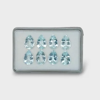 18.93 Cts. Aquamarine 12x8mm Faceted Pear Shape A+ Grade Gemstones Parcel - Total 8 Pc.