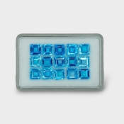 30.85 Cts. Swiss Blue Topaz 7mm Step Cut Square Shape AAA Grade Gemstones Parcel - Total 15 Pc.