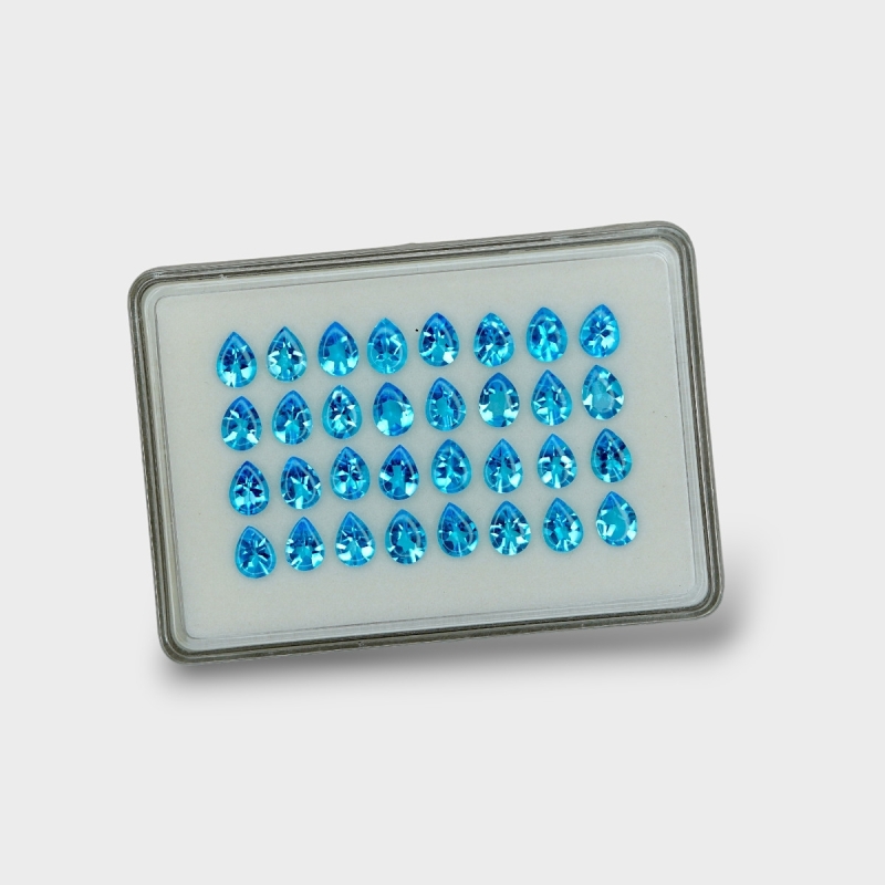 Swiss Blue Topaz 8x6mm Buff Top Pear AAA Gemstones Parcel - 180119