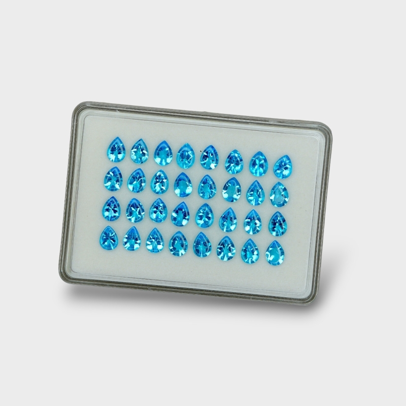 Swiss Blue Topaz 8x6mm Buff Top Pear AAA Gemstones Parcel - 180119