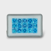 32.55 Cts. Swiss Blue Topaz 7mm Step Cut Square Shape AAA Grade Gemstones Parcel - Total 15 Pc.
