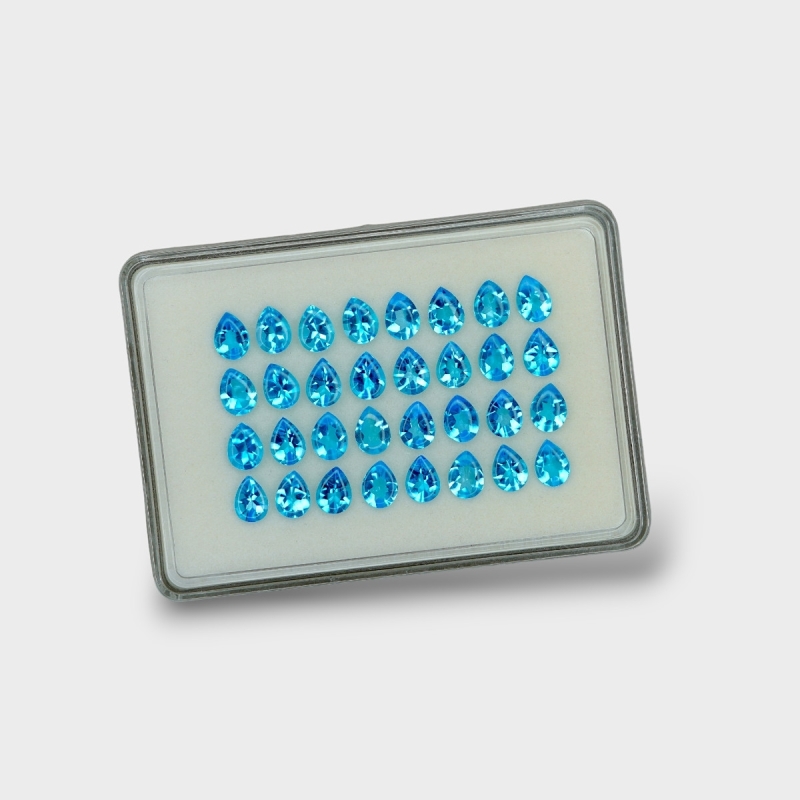 Swiss Blue Topaz 8x6mm Buff Top Pear AAA Gemstones Parcel - 180120