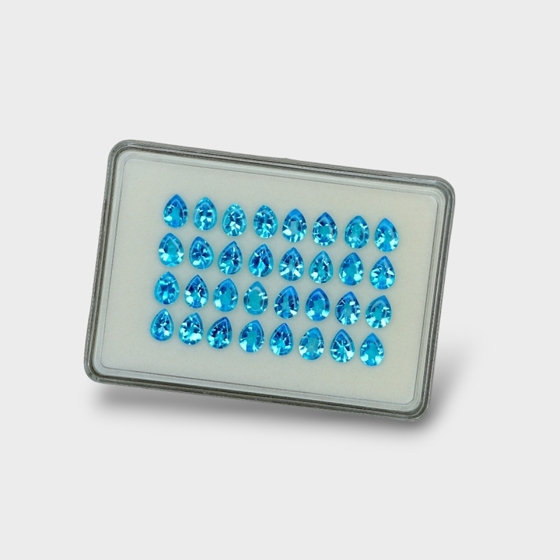 Swiss Blue Topaz 8x6mm Buff Top Pear AAA Gemstones Parcel - 180120