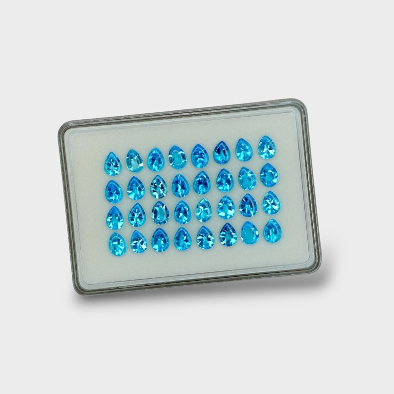 Swiss Blue Topaz 8x6mm Buff Top Pear AAA Gemstones Parcel - 180121