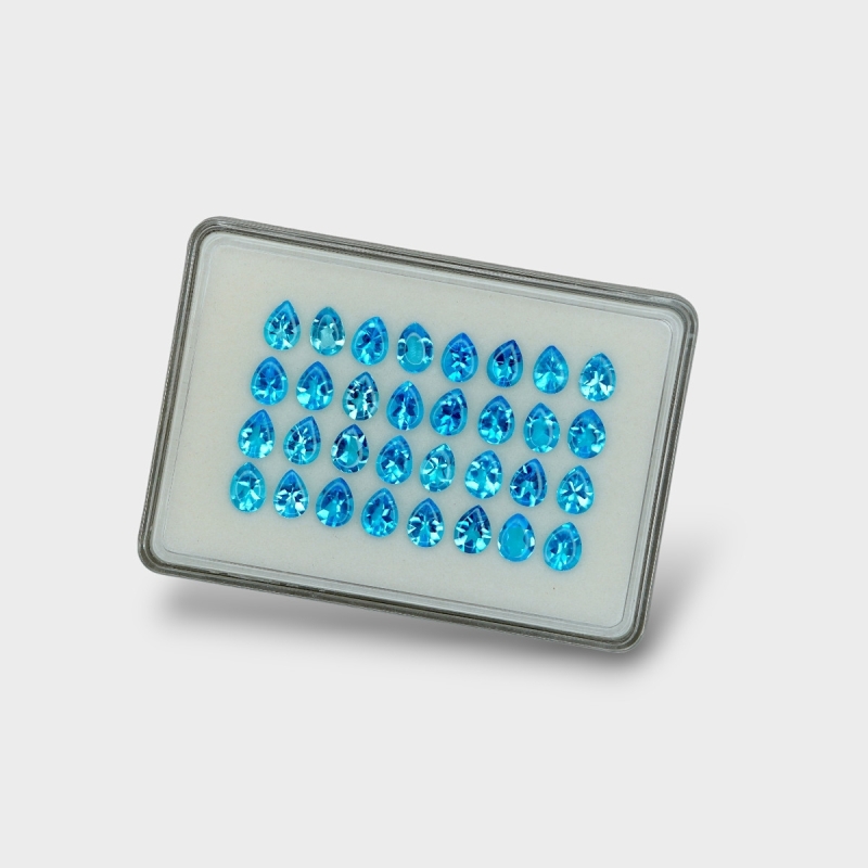 Swiss Blue Topaz 8x6mm Buff Top Pear AAA Gemstones Parcel - 180121