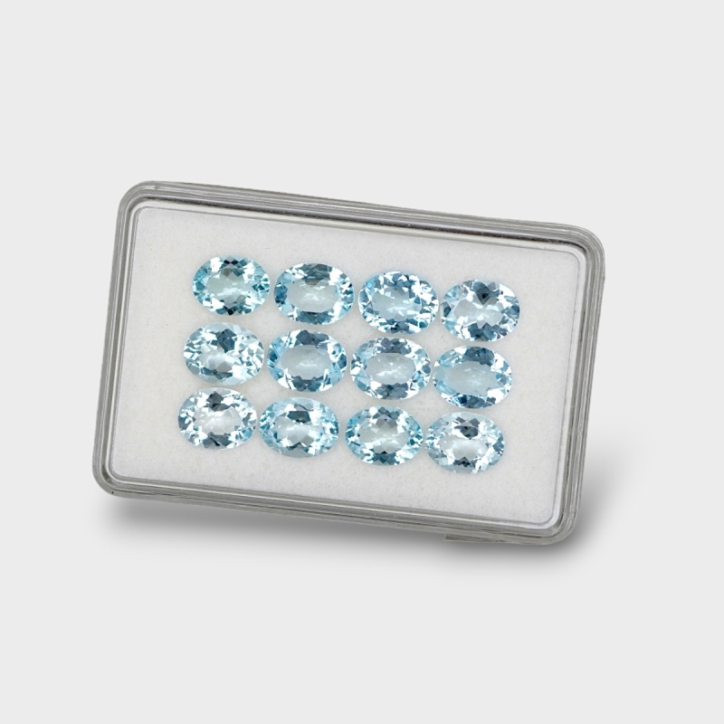 Aquamarine 9x7mm Faceted Oval AA Gemstones Parcel - 170943