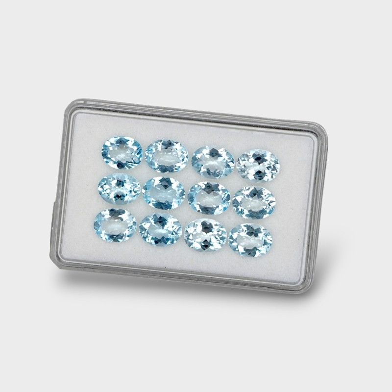 Aquamarine 9x7mm Faceted Oval AA Gemstones Parcel - 170807