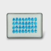 43.18 Cts. Swiss Blue Topaz 8x6mm Buff Top Pear Shape AAA Grade Gemstones Parcel - Total 32 Pc.