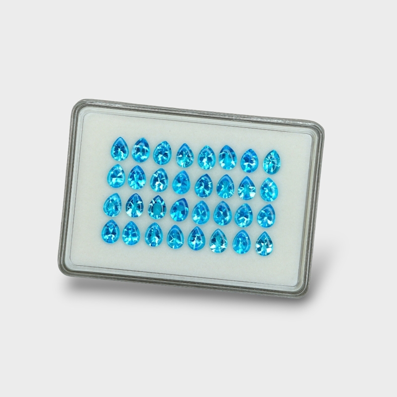 Swiss Blue Topaz 8x6mm Buff Top Pear AAA Gemstones Parcel - 180125