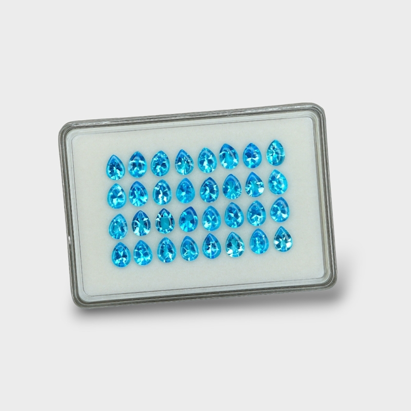 Swiss Blue Topaz 8x6mm Buff Top Pear AAA Gemstones Parcel - 180125