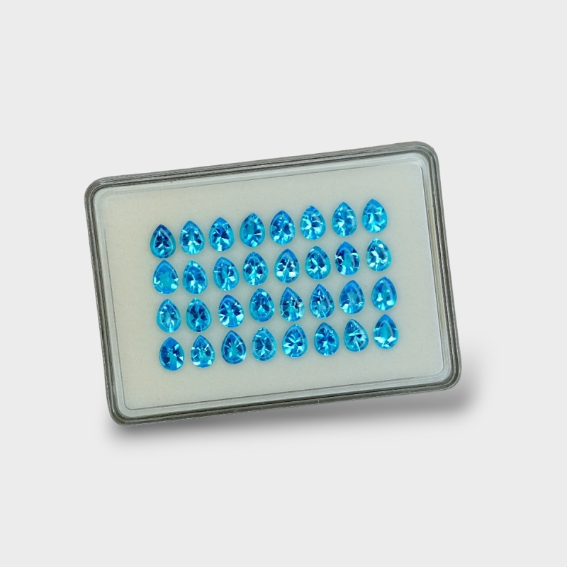 Swiss Blue Topaz 8x6mm Buff Top Pear AAA Gemstones Parcel - 180123