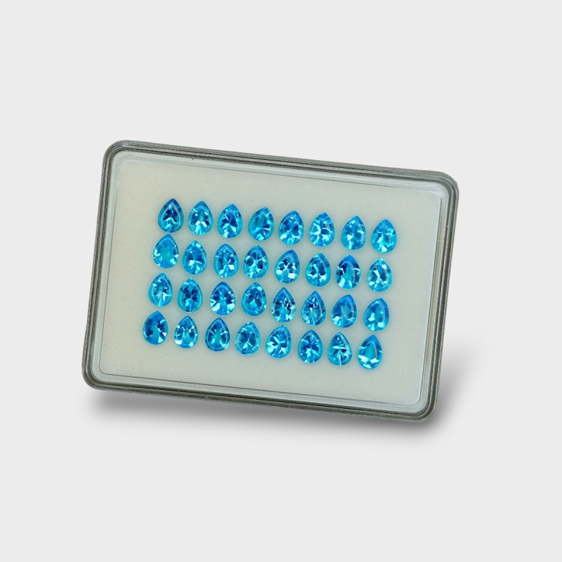 Swiss Blue Topaz 8x6mm Buff Top Pear AAA Gemstones Parcel - 180123