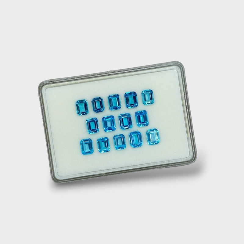 Swiss Blue Topaz 9x7mm Step Cut Octagon AAA Gemstones Parcel - 180140