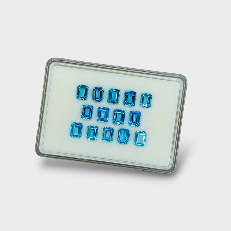 Swiss Blue Topaz 9x7mm Step Cut Octagon AAA Gemstones Parcel - 180140