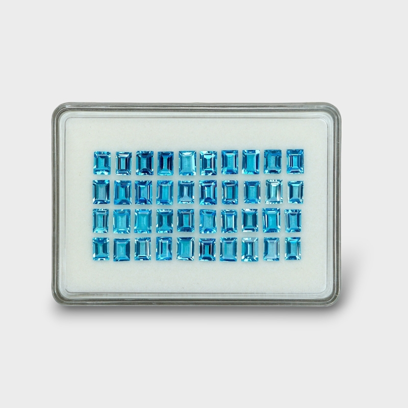 44.67 Cts. Swiss Blue Topaz 7x5mm Step Cut Baguette Shape AAA Grade Gemstones Parcel - Total 40 Pc.