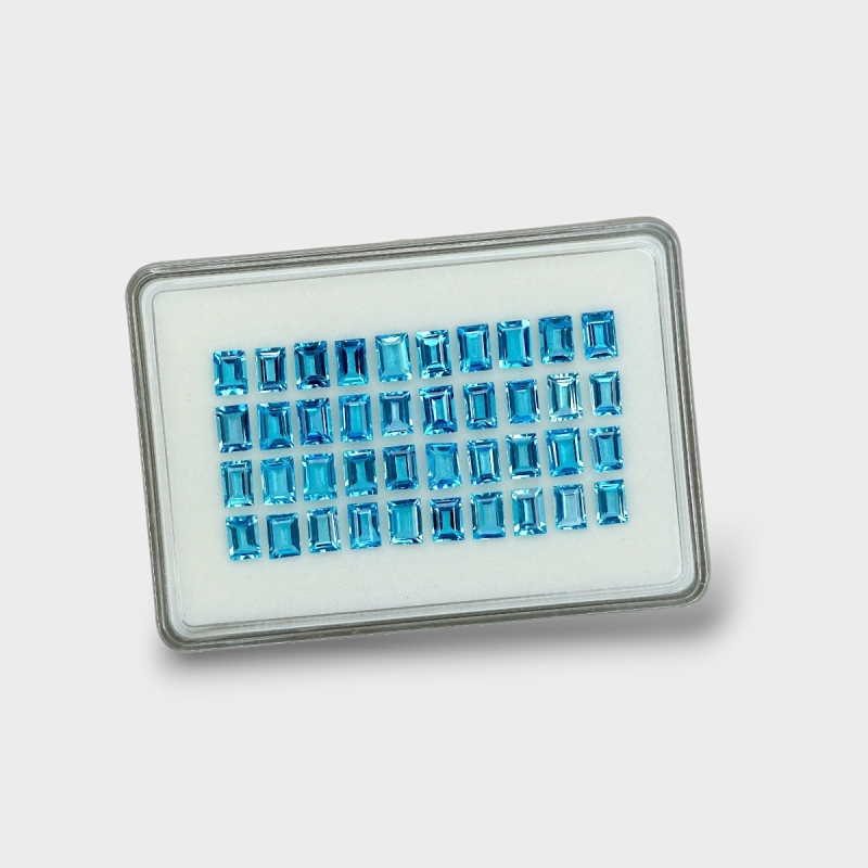 Swiss Blue Topaz 7x5mm Step Cut Baguette AAA Gemstones Parcel - 180101