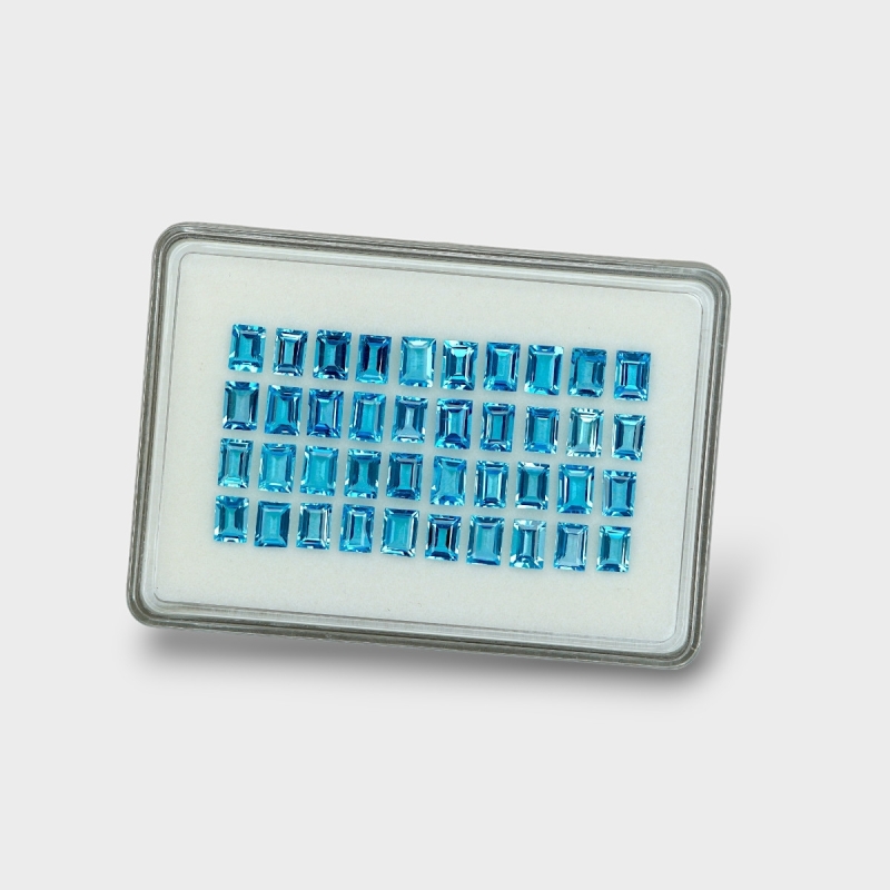 Swiss Blue Topaz 7x5mm Step Cut Baguette AAA Gemstones Parcel - 180101