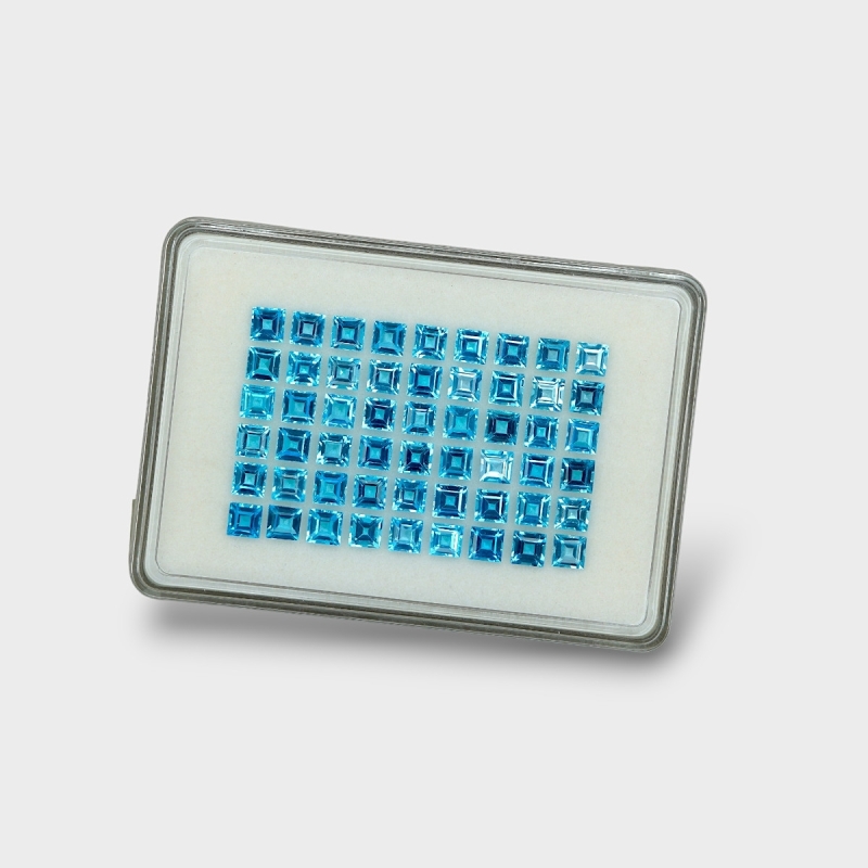 Swiss Blue Topaz 5mm Step Cut Square AAA Gemstones Parcel - 180083