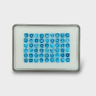 44.93 Cts. Swiss Blue Topaz 5mm Step Cut Square Shape AAA Grade Gemstones Parcel - Total 54 Pc.