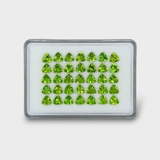 36.92 Cts. Peridot 7mm Faceted Trillion Shape AA+ Grade Gemstones Parcel - Total 35 Pc.