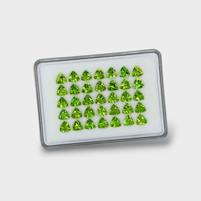 Peridot 7mm Faceted Trillion AA+ Gemstones Parcel - 170742