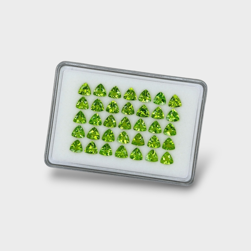 Peridot 7mm Faceted Trillion AA+ Gemstones Parcel - 170742