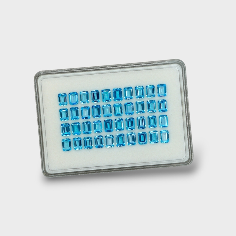 Swiss Blue Topaz 7x5mm Step Cut Octagon AAA Gemstones Parcel - 180098