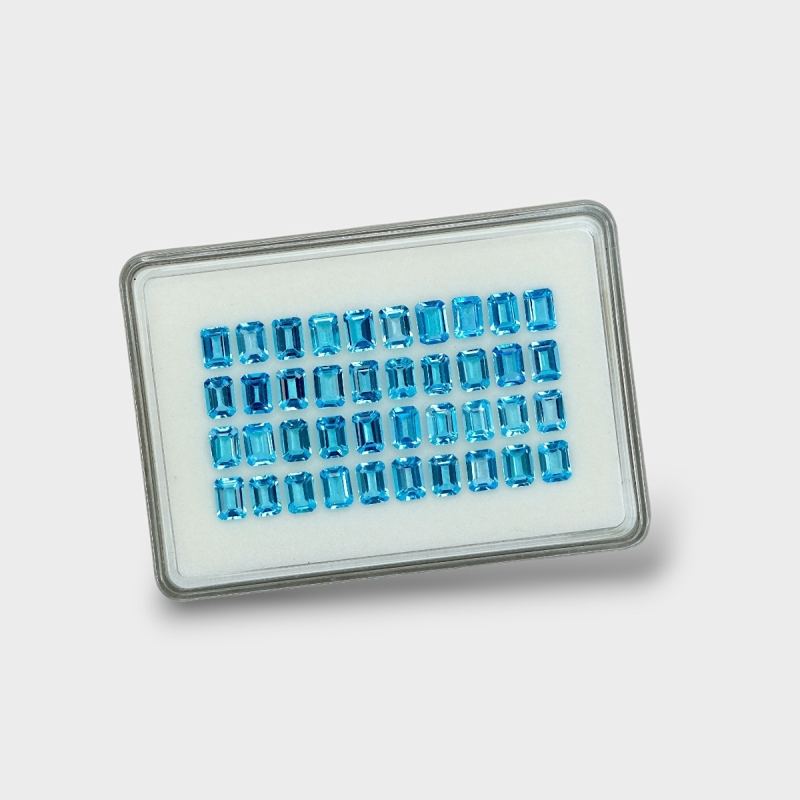 Swiss Blue Topaz 7x5mm Step Cut Octagon AAA Gemstones Parcel - 180097