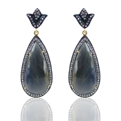 Sapphire and Diamond White CZ 925 Sterling Silver Earrings