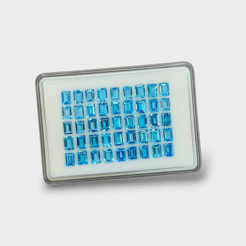 Swiss Blue Topaz 7x5mm Step Cut Baguette AAA Gemstones Parcel - 180102