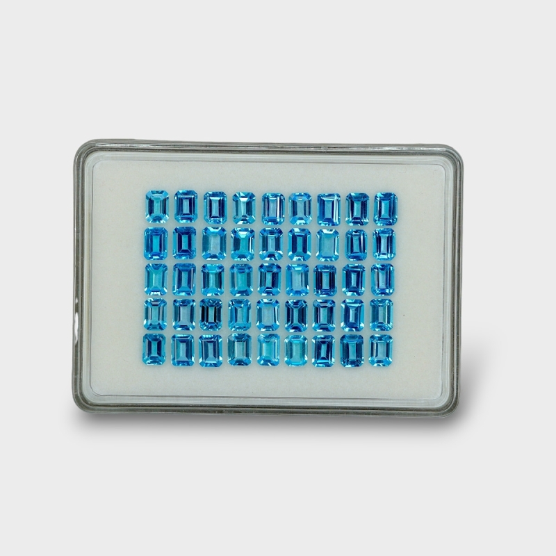 52.75 Cts. Swiss Blue Topaz 7x5mm Step Cut Octagon Shape AAA Grade Gemstones Parcel - Total 45 Pc.