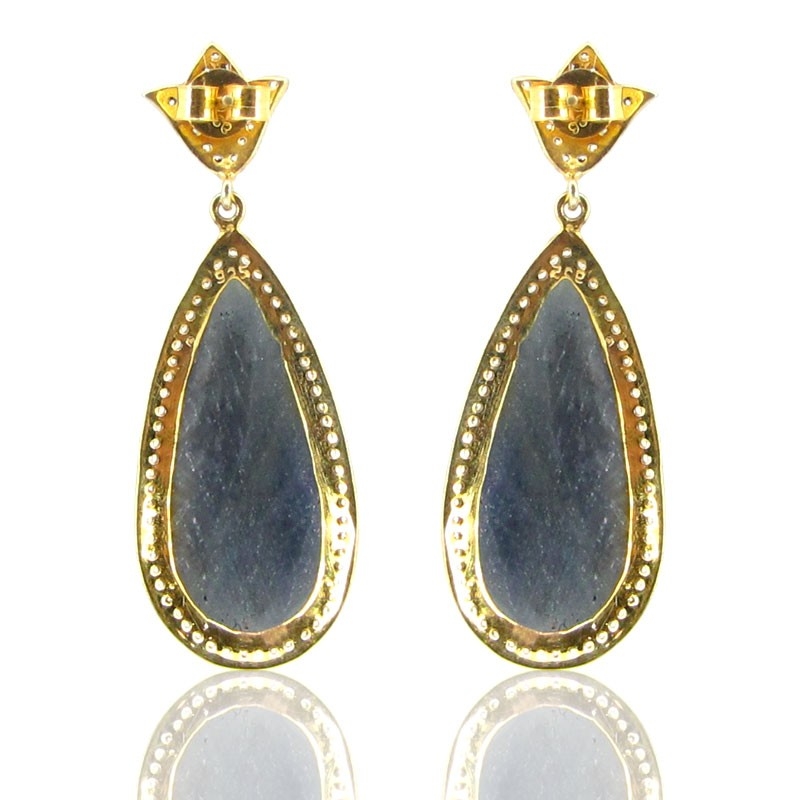 Sapphire and Diamond White CZ 925 Sterling Silver Earrings