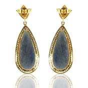 Sapphire and Diamond White CZ 925 Sterling Silver Earrings