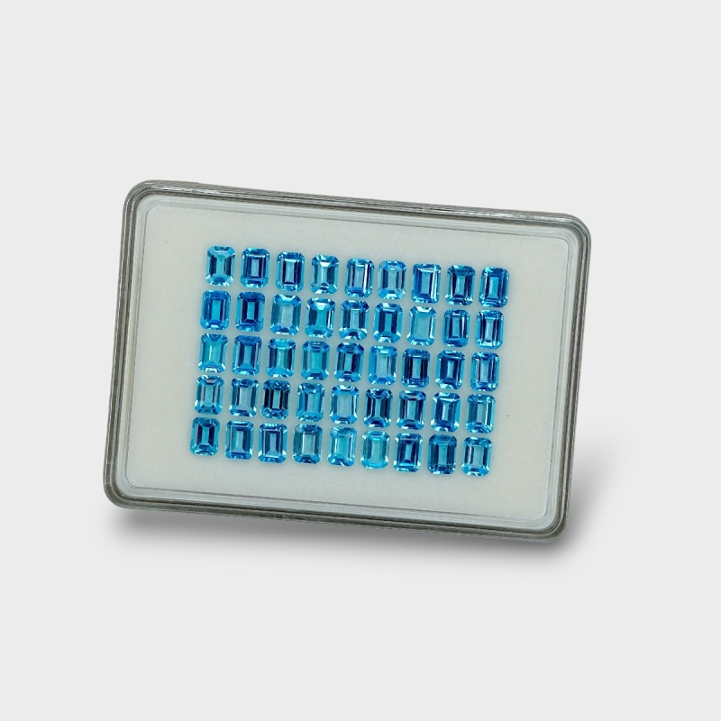 Swiss Blue Topaz 7x5mm Step Cut Octagon AAA Gemstones Parcel - 180099