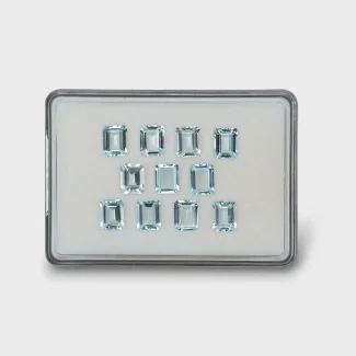 30.78 Cts. Aquamarine 10x8mm Step Cut Octagon Shape A+ Grade Gemstones Parcel - Total 11 Pc.
