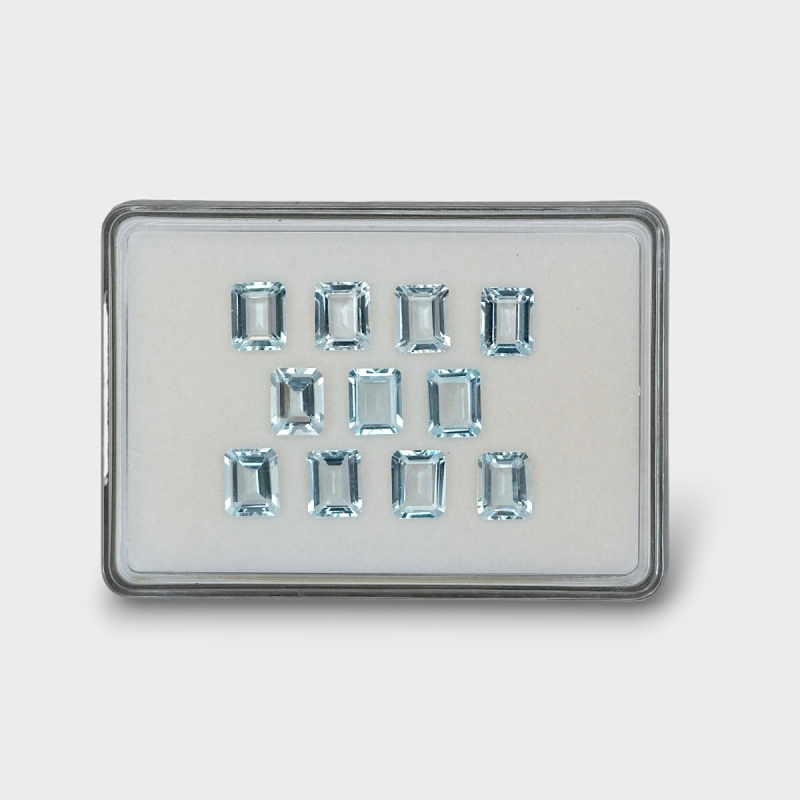 30.78 Cts. Aquamarine 10x8mm Step Cut Octagon Shape A+ Grade Gemstones Parcel - Total 11 Pc.