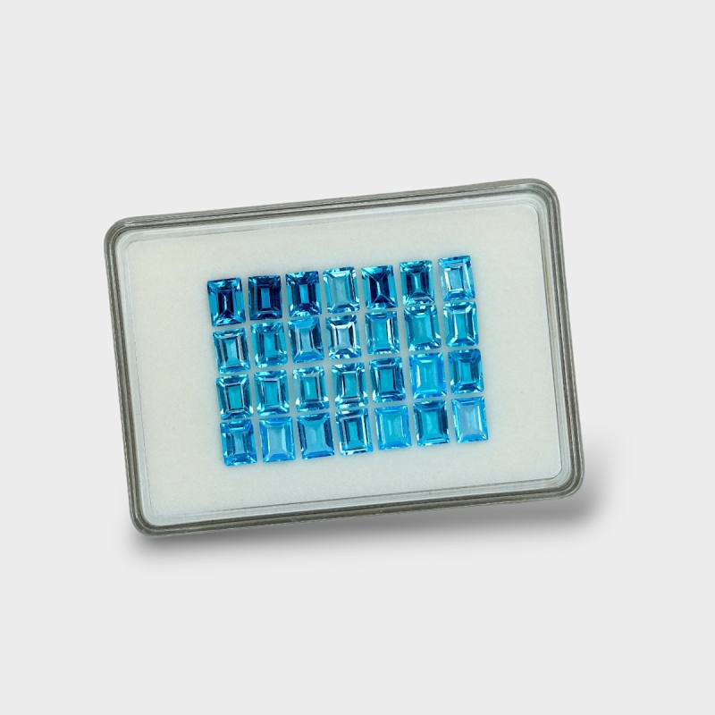 Swiss Blue Topaz 8x6mm Step Cut Baguette AAA Gemstones Parcel - 180095