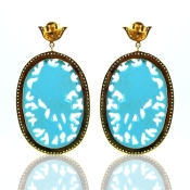 Turquoise and Diamond White CZ 925 Silver Earrings