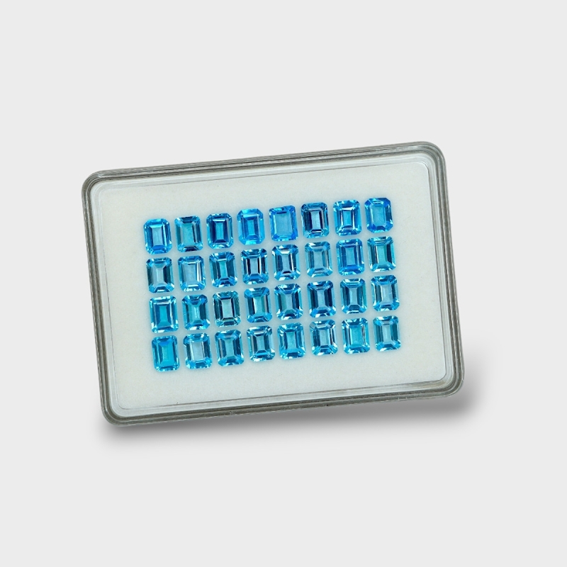 Swiss Blue Topaz 8x6mm Step Cut Octagon AAA Gemstones Parcel - 180093