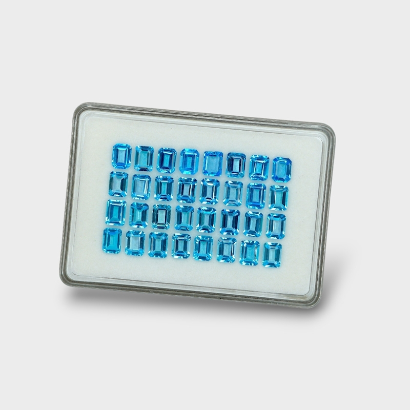 Swiss Blue Topaz 8x6mm Step Cut Octagon AAA Gemstones Parcel - 180093