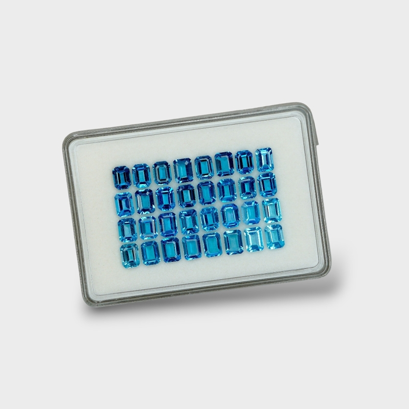 Swiss Blue Topaz 8x6mm Step Cut Octagon AAA Gemstones Parcel - 180096