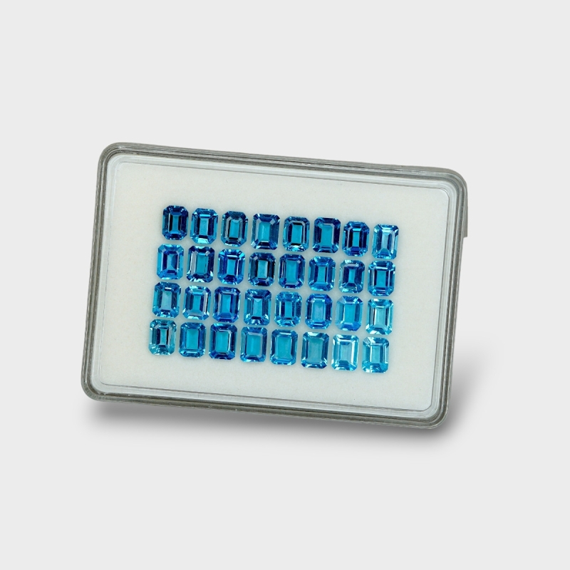 Swiss Blue Topaz 8x6mm Step Cut Octagon AAA Gemstones Parcel - 180096