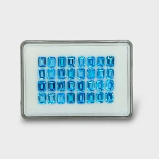 61.27 Cts. Swiss Blue Topaz 8x6mm Step Cut Octagon Shape AAA Grade Gemstones Parcel - Total 32 Pc.