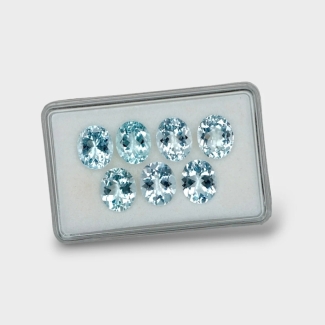 23.68 Cts. Aquamarine 11x9mm Faceted Oval Shape AA Grade Gemstones Parcel - Total 7 Pc.