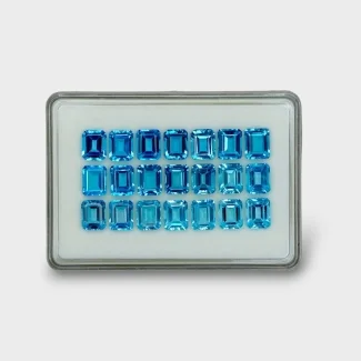 87.35 Cts. Swiss Blue Topaz 10x8mm Step Cut Octagon Shape AAA Grade Gemstones Parcel - Total 21 Pc.