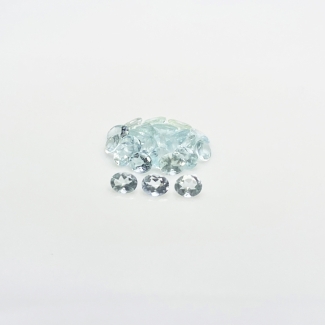 6.9 Cts. Aquamarine 5x4mm Faceted Oval Shape A Grade Gemstones Parcel - Total 24 Pcs.