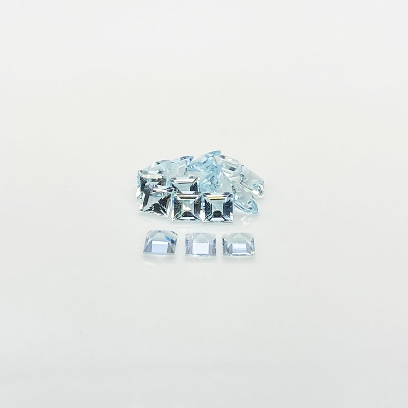Aquamarine 4mm Step Cut Square A+ Gemstones Parcel - 180031