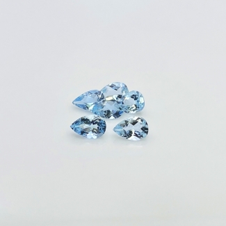6.44 Cts. Aquamarine 9x6mm Faceted Pear Shape A+ Grade Gemstones Parcel - Total 6 Pcs.