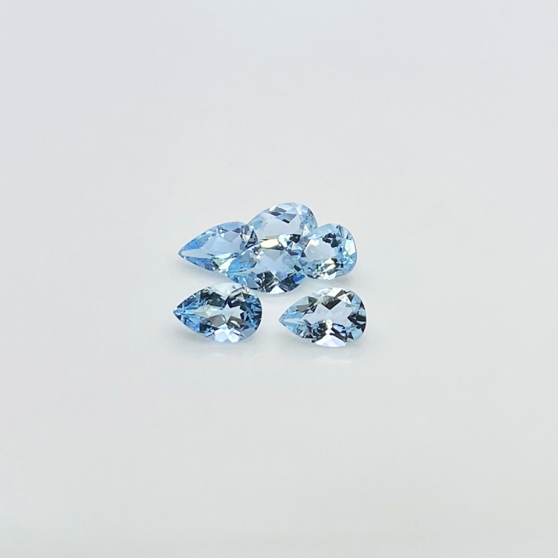 6.44 Cts. Aquamarine 9x6mm Faceted Pear Shape A+ Grade Gemstones Parcel - Total 6 Pcs.
